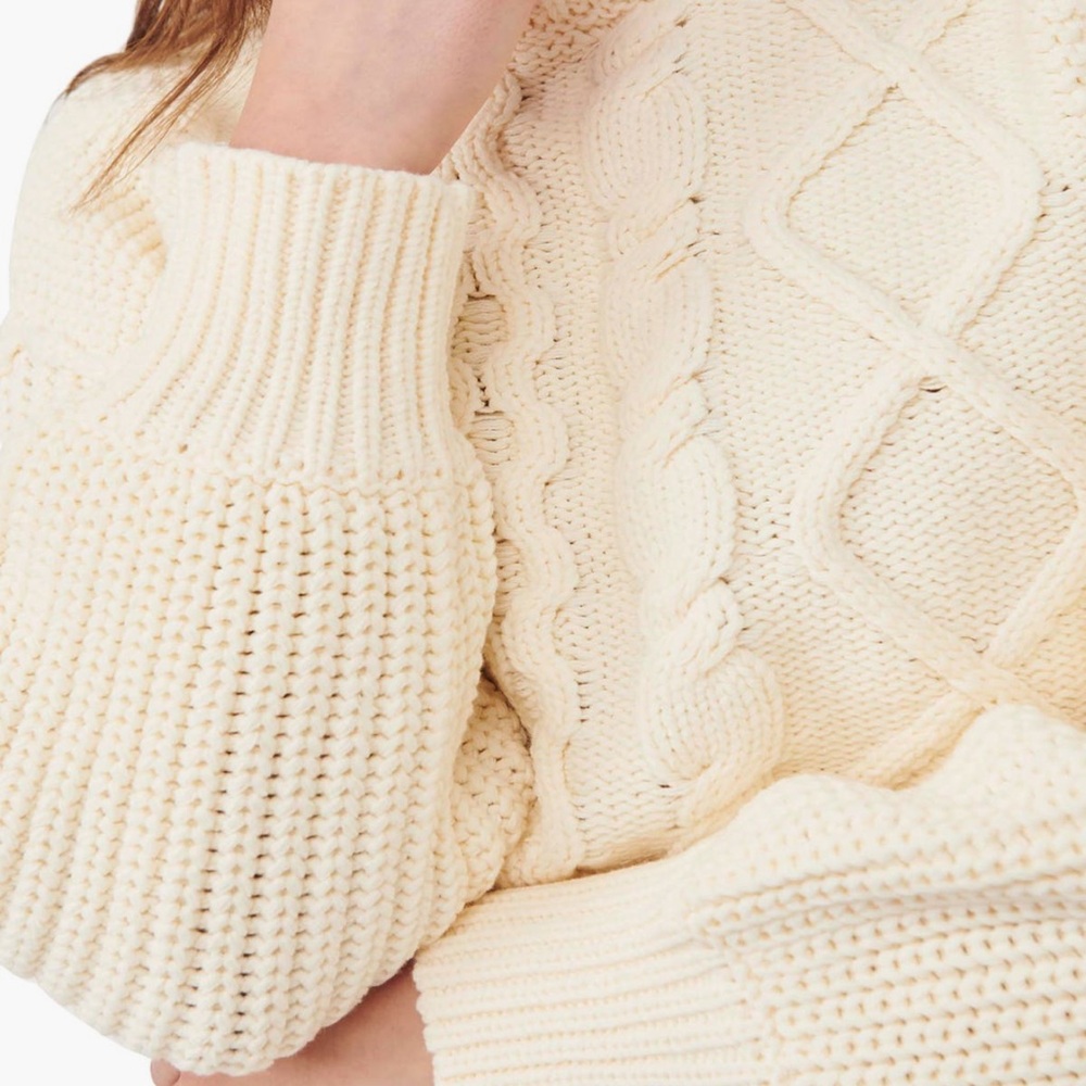 FREE PEOPLE Cream Cable Knit Sweater NIB